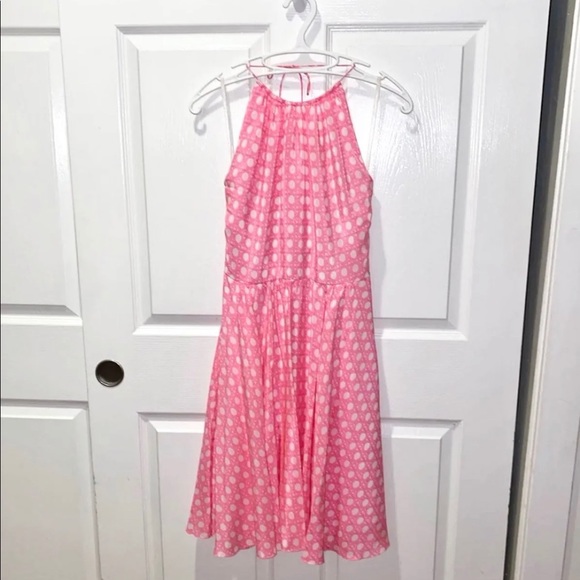 Vineyard Vines Pink Halter Silk Dress fit & flare - Picture 2 of 9